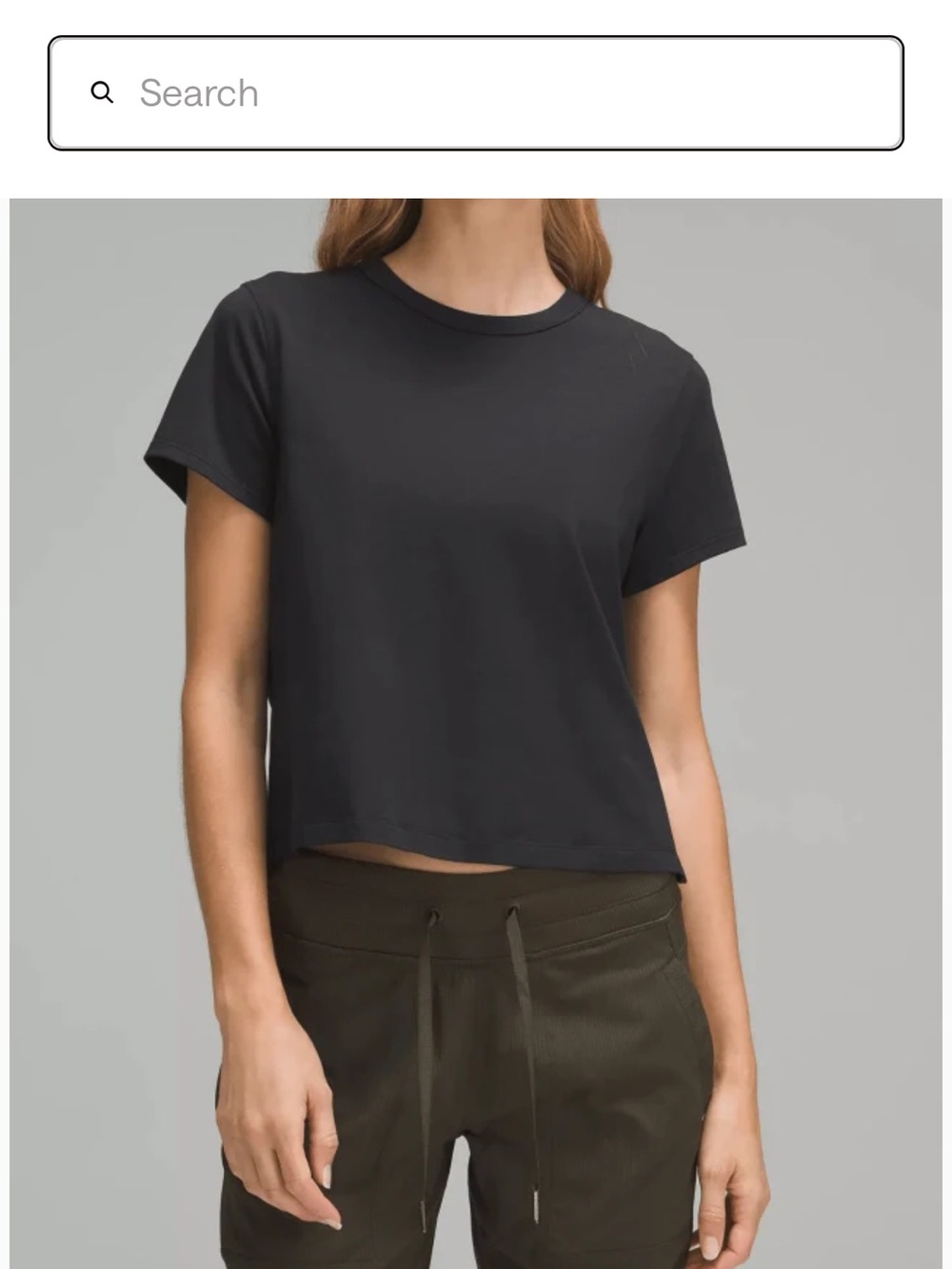 Lululemon Women’s Black Crewneck Crop Tee Cotton Blend Short Sleeve Classic Fit